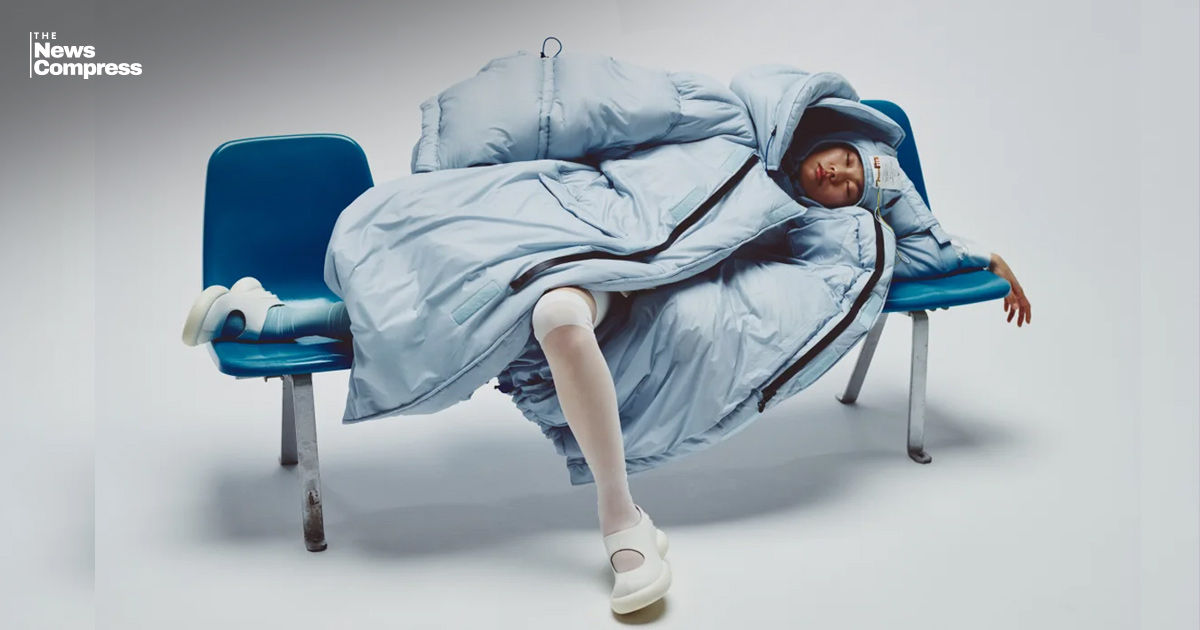 This puffer jacket uses light and sound to lull you to sleep anywhere